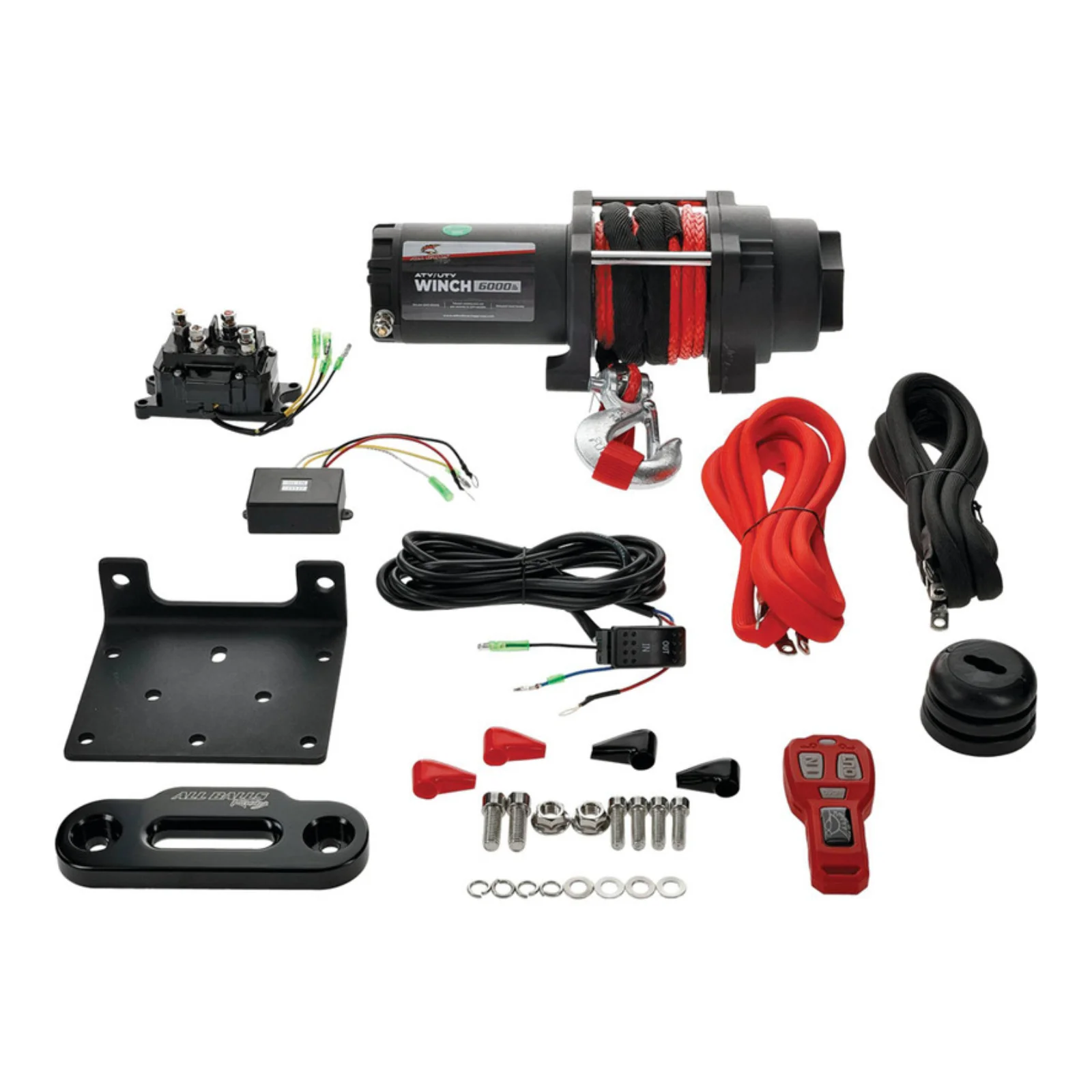 ALL BALLS 4 BOLT WINCH 6000LB with 33FT SYNTHETIC ROPE - Image 2