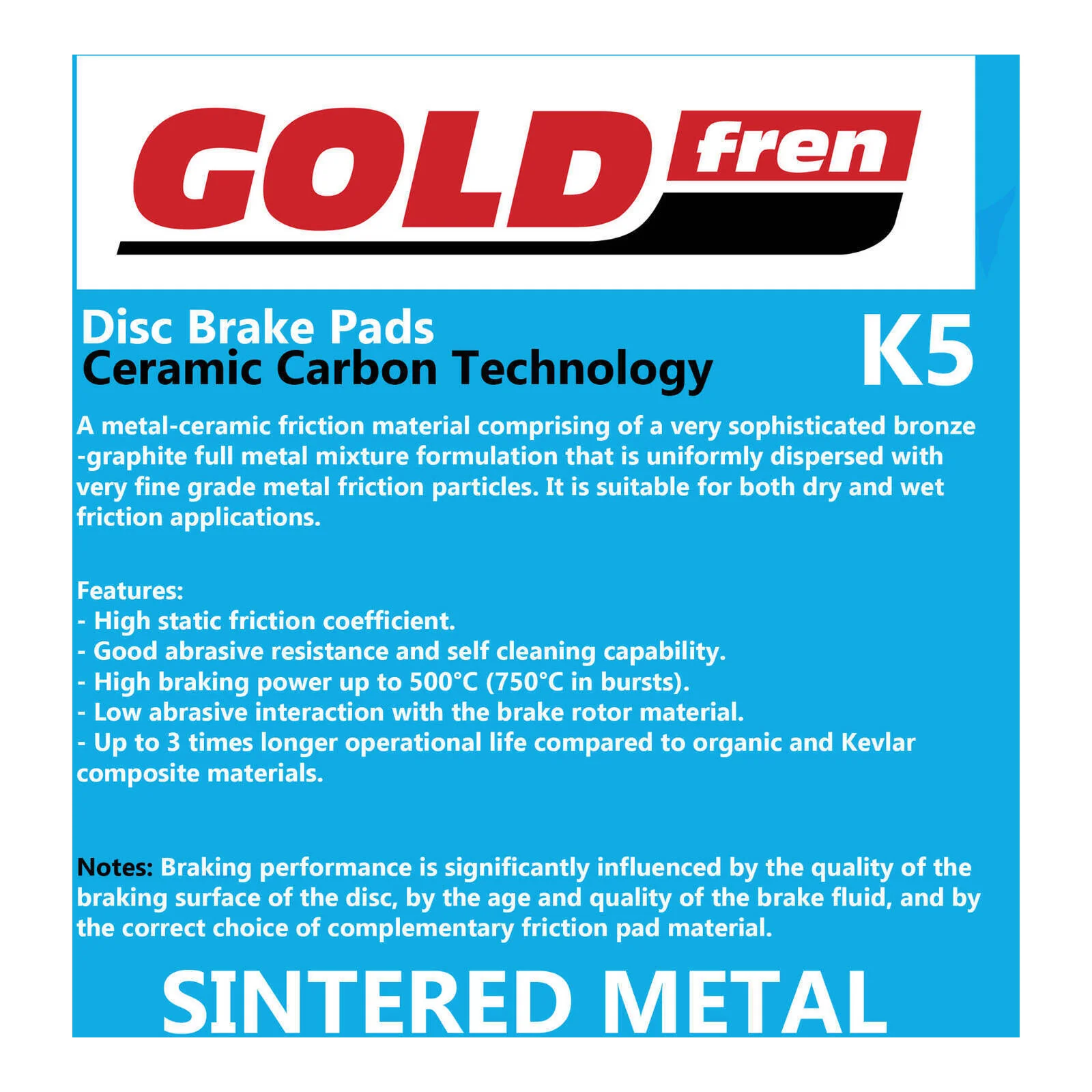 GOLDfren Brake Pads Off-Road Racing GF108 - K5 ( PR244 ) - Image 3
