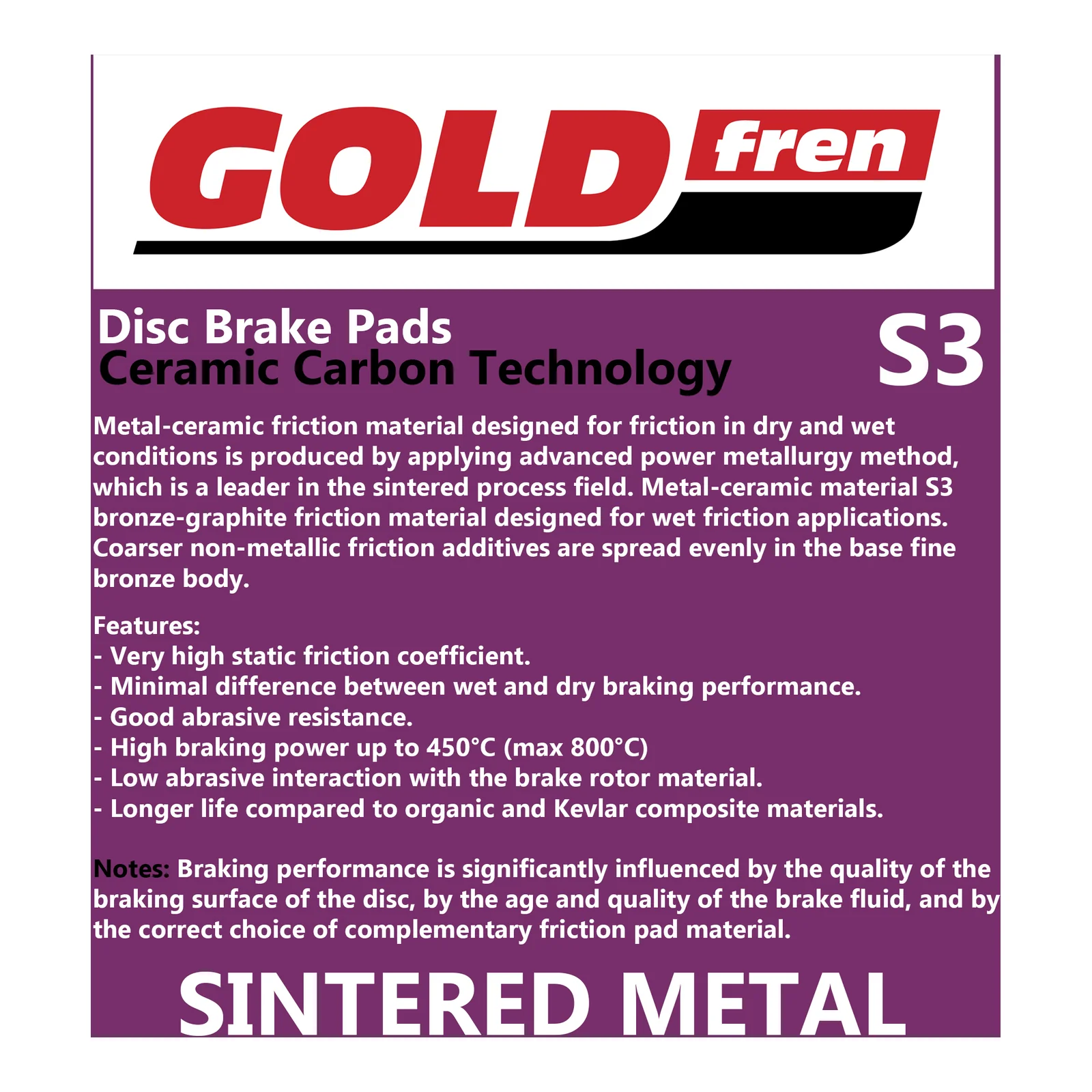 GOLDfren Brake Pads Sintered Sports GF235 - S3 ( PH298 ) - Image 3