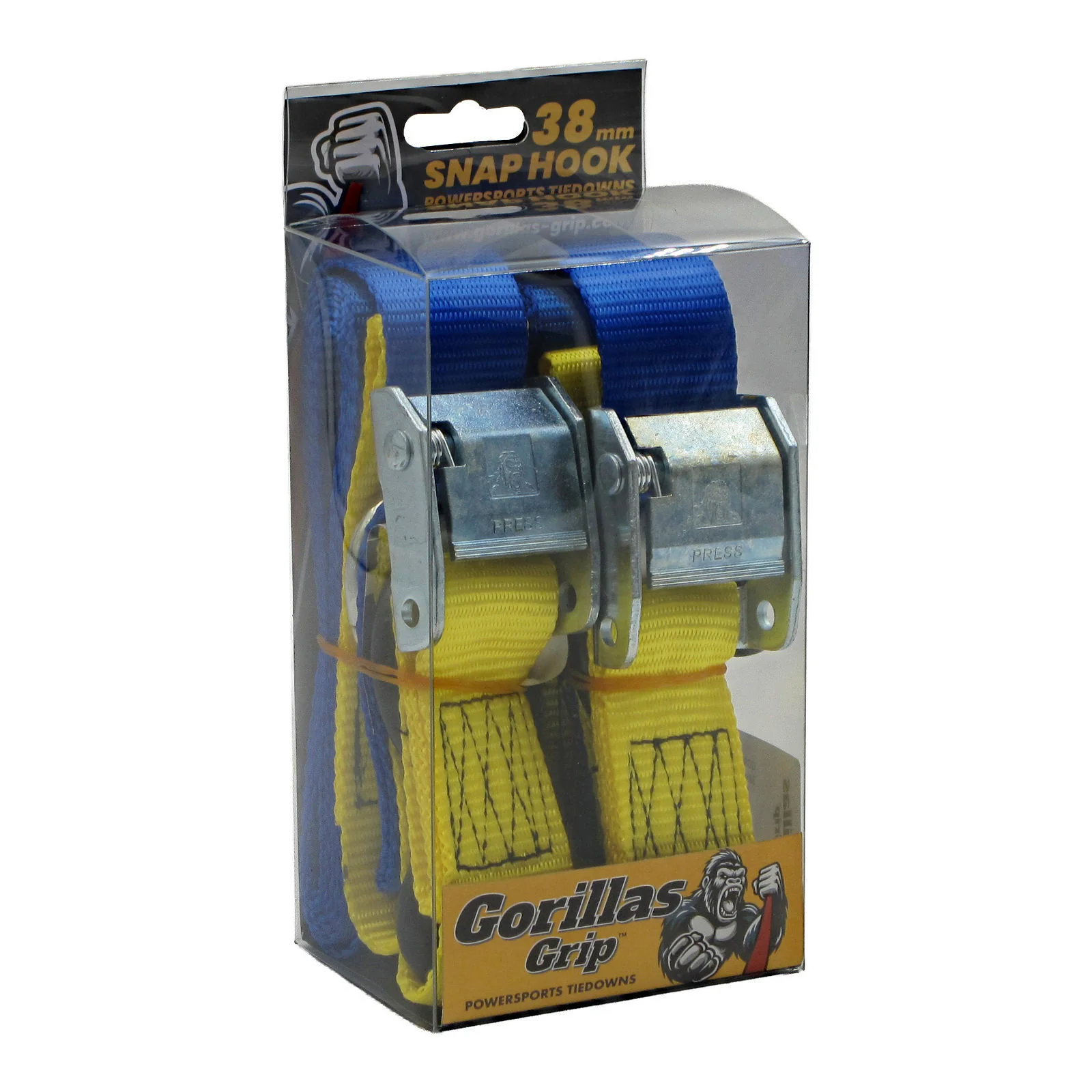 Gorillas Grip Tie Down 38mm S-Hook - Blue / Yellow Loop - Image 2