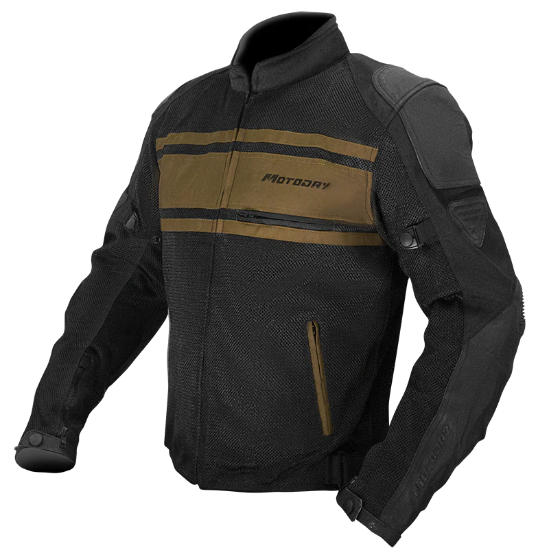 MotoDry Revolt Summer Bronze Motorcycle Textile Jacket - Black/Vintage/ 4XL