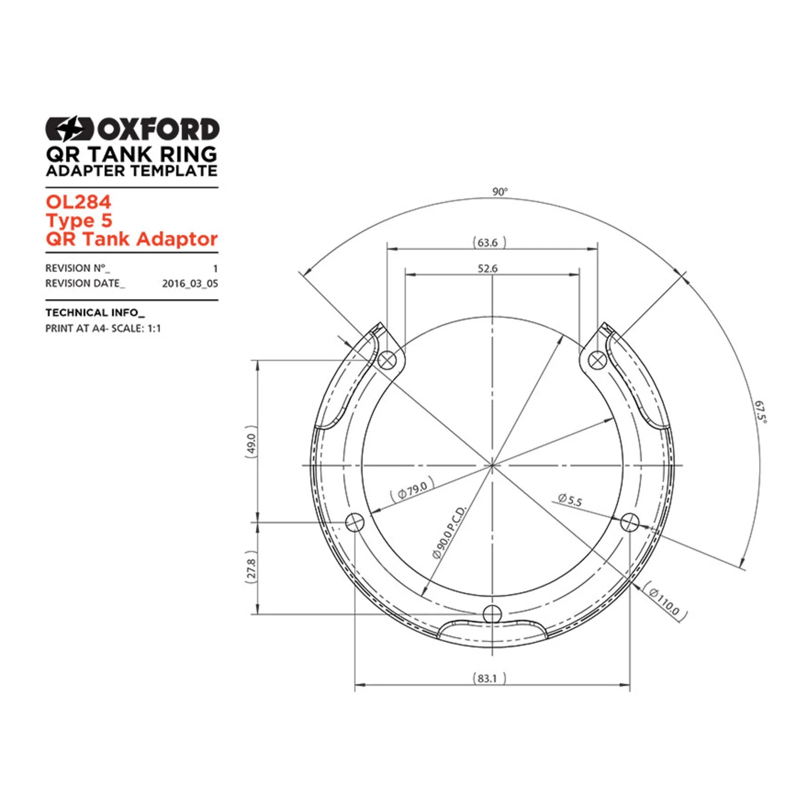 Oxford Quick Release Bike Adaptor - Type 5 (Yamaha & Ducati) - Image 3