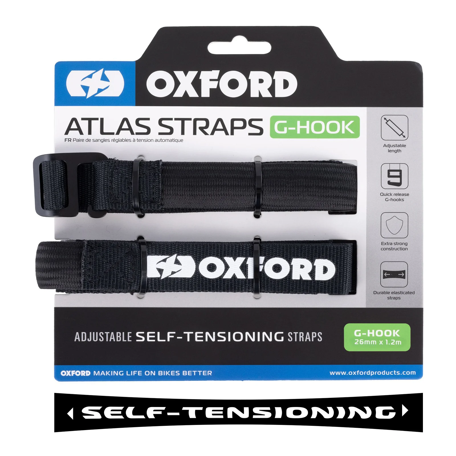 Oxford Atlas G-Hook 26mm X 1.2m Black (Pair) - Image 2