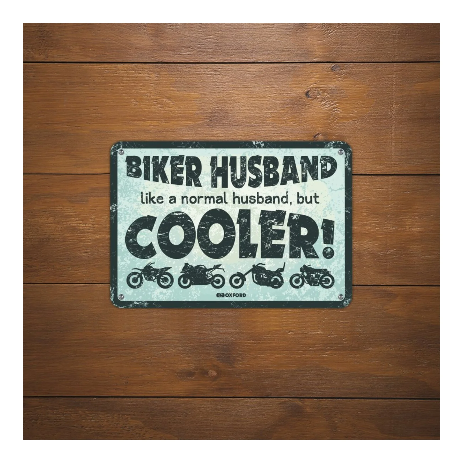 Oxford Garage Metal Sign: "Biker Husband, Like a Normal Husband, But Cooler" - Image 2