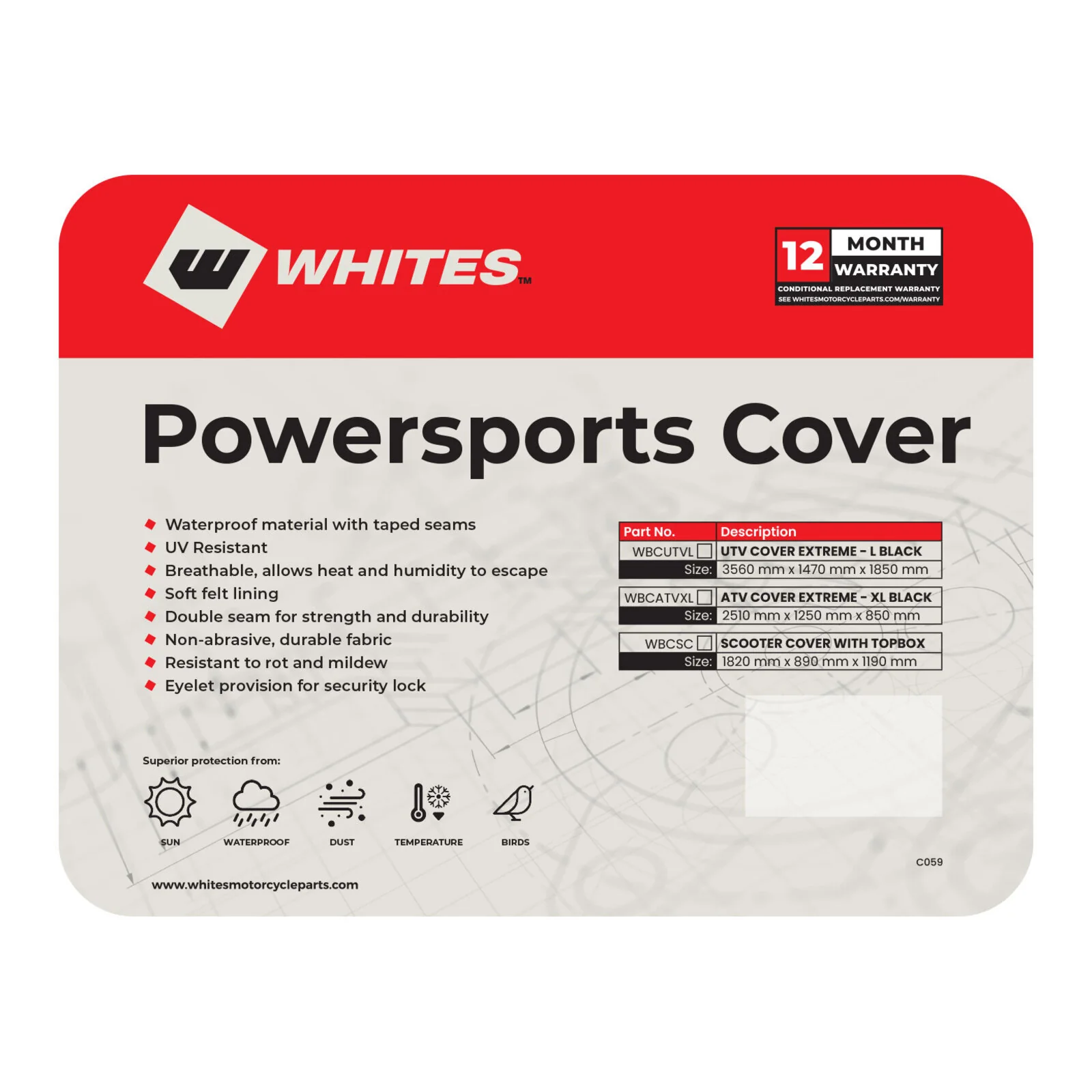 Whites Bike Cover Extreme - L UTV Black (Ref: UC-1202010-L) - Image 3
